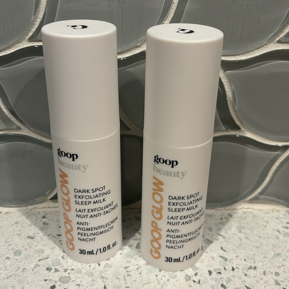 2 bottles of Goop Glow Dark Spot Exfoliating Sleep Milk 30ml, opened & used once